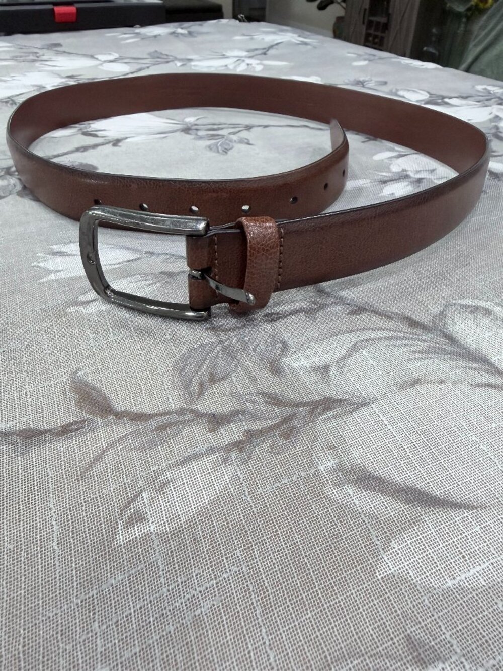 Perry Ellis Men’s Genuine Leather Belt Size 36 Brown Cognac Classic Dress Casual
